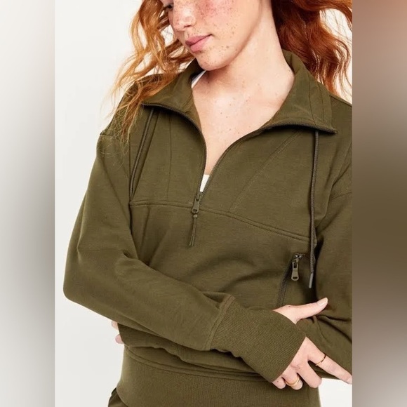 NWT! Old Navy Conifer Green Dynamic Fleece Half-Zip Sweatshirt - Size 2X 💎 - Picture 3 of 4